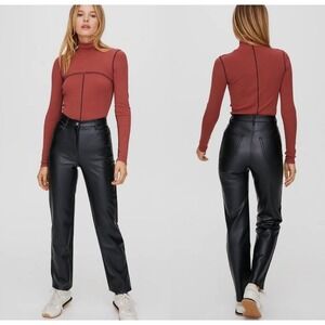 Aritzia Wilfred Melina Faux Leather Pants Size 0 High Rise Straight Leg‎